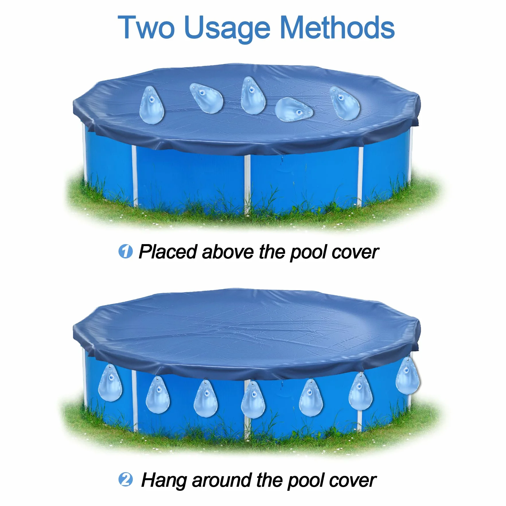 TZEKING 12 Pièces Sacs d'eau Lourds pour Couverture de Piscine,PVC Epais Sac de Suspension de Bâche de Piscine Etanche,Réutiliser Sac de Remplissage,pour Bâche de Piscine Hors Sol Antigel en Hiver