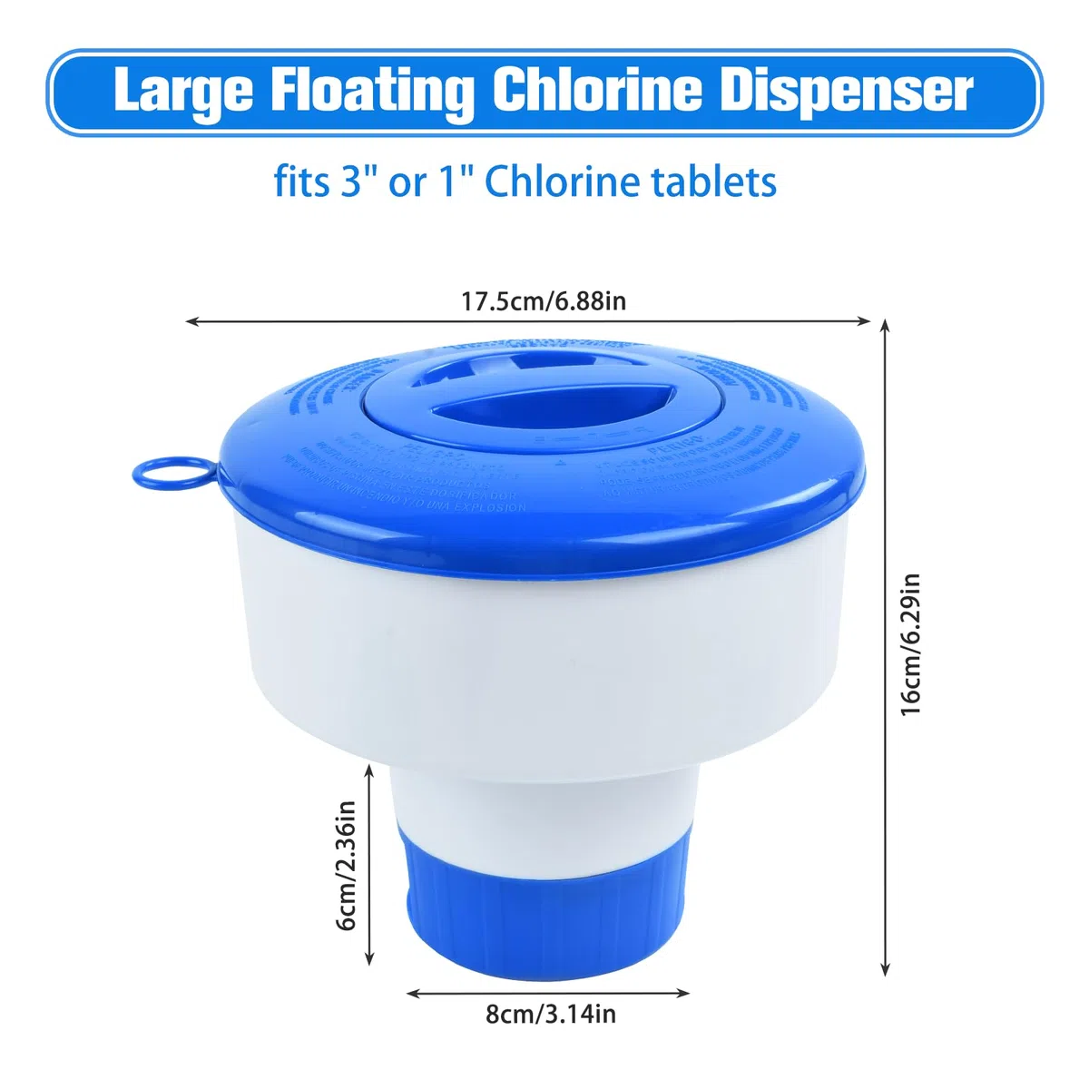 7" Distributeur de Chlore Flottant, Diffuseur Chlore Piscine, Distributeur de Chlore pour Piscine, Distributeur Flottant, Diffuseur de Chlore pour Piscine/Spa/Fontaines