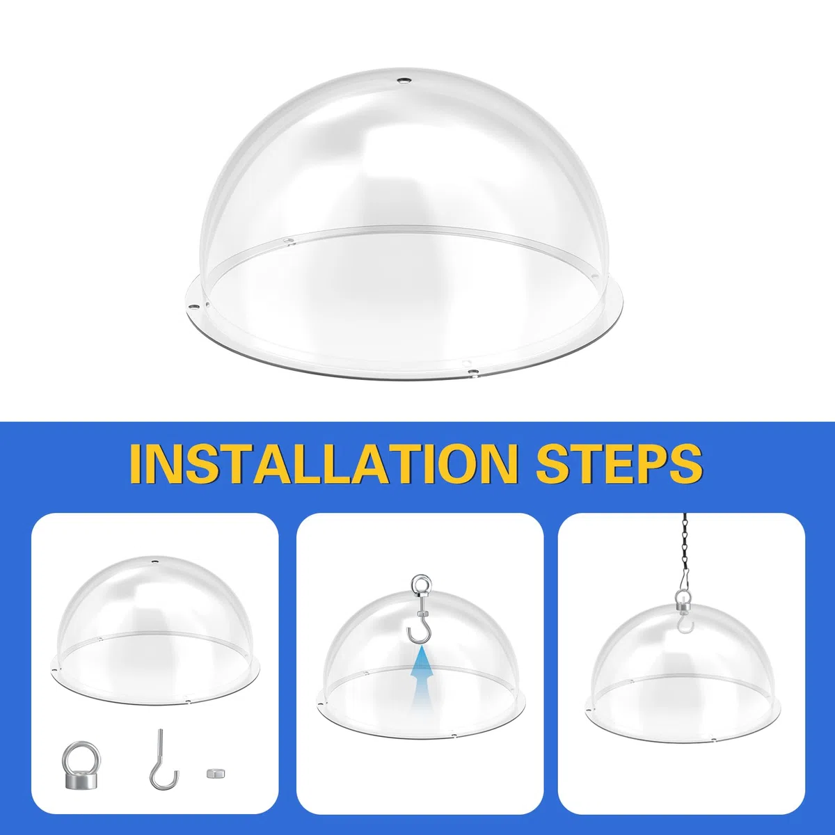 2 pièces Dôme de Protection pour Mangeoires à Oiseaux,Diamètre 30cm Couverture de Pluie Transparente Anti Écureuils Idéal,avec des Chaînes,pour Le Jardin et la Terrasse