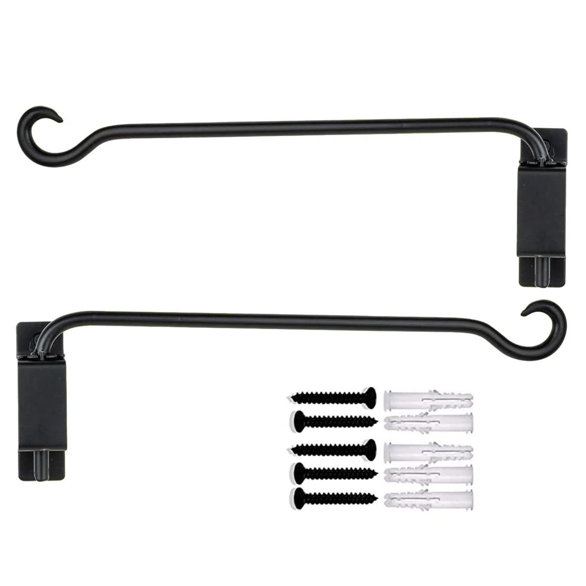 Lot de 2 supports muraux en fer pour suspendues - 30 cm - Pour suspendre des - Mangeoire à oiseaux - Lanterne - Carillons à vent - Appliques murales
