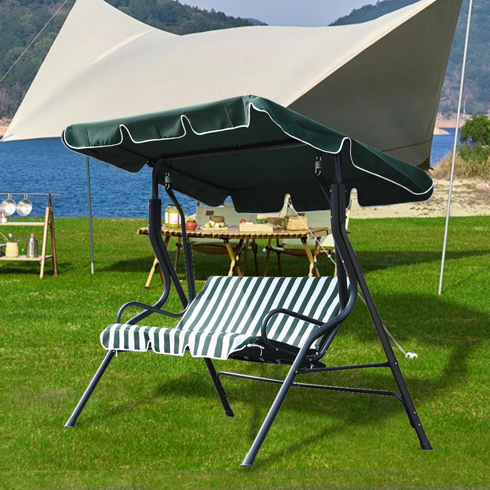 Auvent Universel pour Balancelle Hollywoodienne, Toit De Rechange Universel, Pare-Soleil Universel, Housse De Toit De Rechange Toit De Balancelle Universal 195 * 125 * 15cm(Vert)