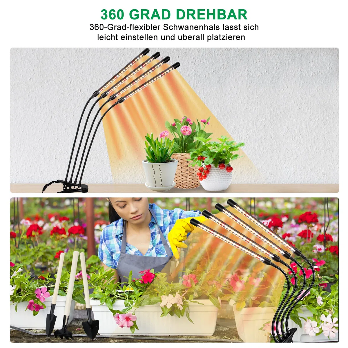 COKOLILA lampe de plante, 80 LED Lampe de Croissance lumière de plante à spectre complet 3000k 5000k 660nm lampe de croissance avec minuterie, 10 niveaux, 3 modes pour plantes d'intérieur légumes