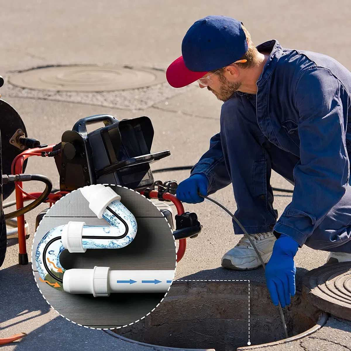 Monave 10m Déboucheur Canalisation Compatible avec Karcher/Lavor/Bosch Nettoyeur Haute Pression Furet Déboucheur Canalisation K2 K3 K4 K5 K7