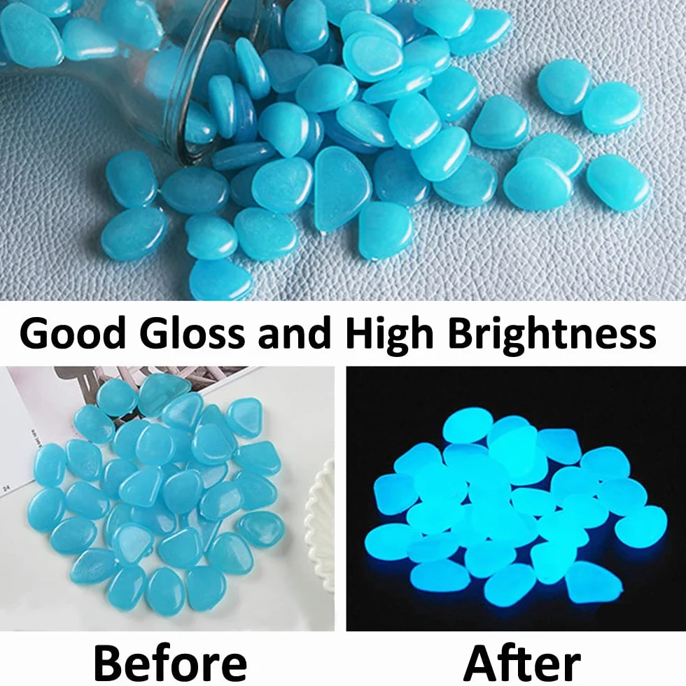 300 Pièces Pierre Lumineuse Galet Lumineux Cailloux Brillants dans Le Noir pavés pour Maison Jardin Passerelle Aquarium Patio Pelouse Décoratives Bleu Profond