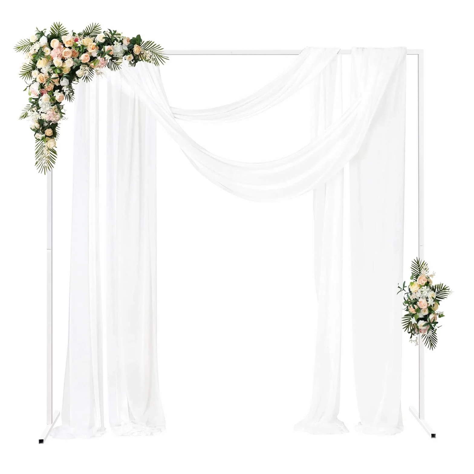 Arc en métal carrée de 2m * 2m pour mariage, arc de mariage décoré avec fleurs, arc floral pour mariage, anniversaires, fêtes et soirées, intérieur et extérieur