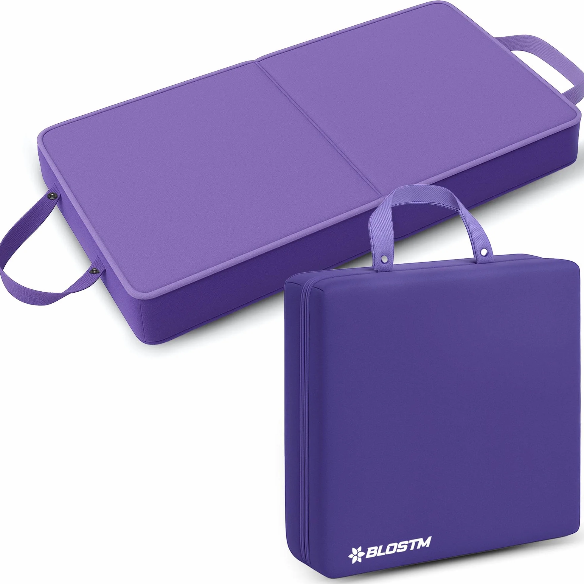 BLOSTM Coussin de Jardin Extra Épais - Grand Coussin de Jardin Pliable avec Poignées - Tapis en Mousse à Mémoire de Haute Densité Résistant à l’Eau pour Jardinage, Travaux Ménagers (Violet)