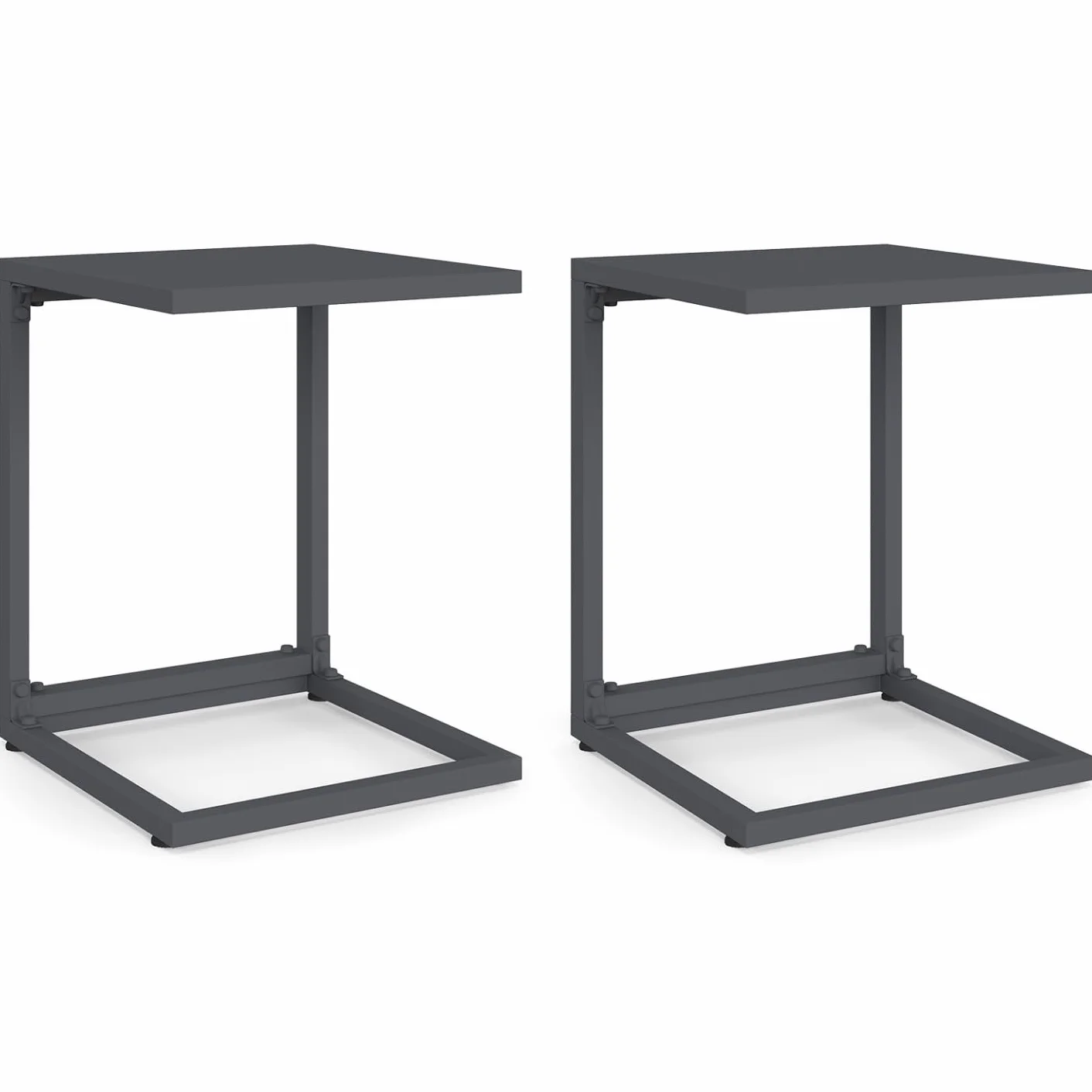 IDMarket - Lot de 2 Tables d'appoint de Jardin pour transat et Bain de Soleil Palma Gris Anthracite