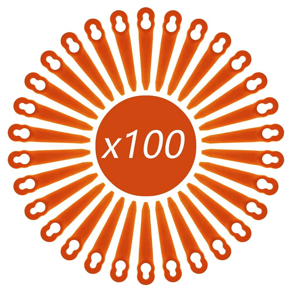 FourShow Lot de 100 Lames Compatible pour Coupe Bordure Stihl PolyCut 2-2 PolyCut 3-2, FSA 45 FSA 57 FSE 52, Lames en Plastique pour Coupe Bordure Stihl sans Fil