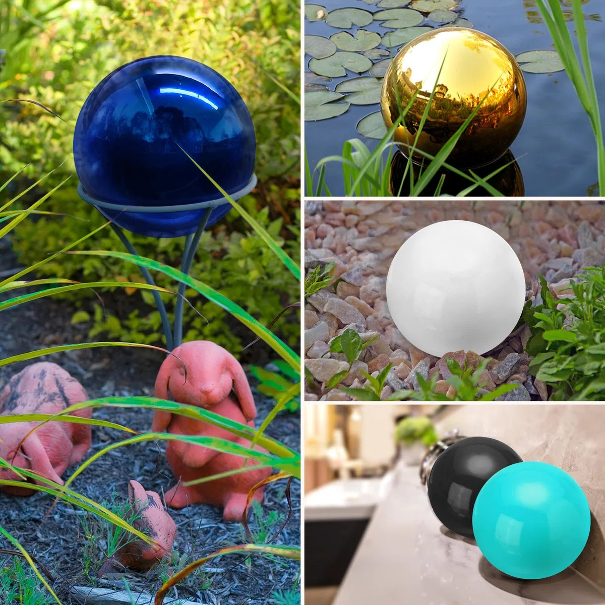 QUARKZMAN Boule de Décoration de Globe de Jardin 3,5 Pouces 90 mm Sphère Réfléchissante Polie, Boule de Jardin en Acier Inoxydable pour Décoration de Jardin à Domicile, Noir Brillant