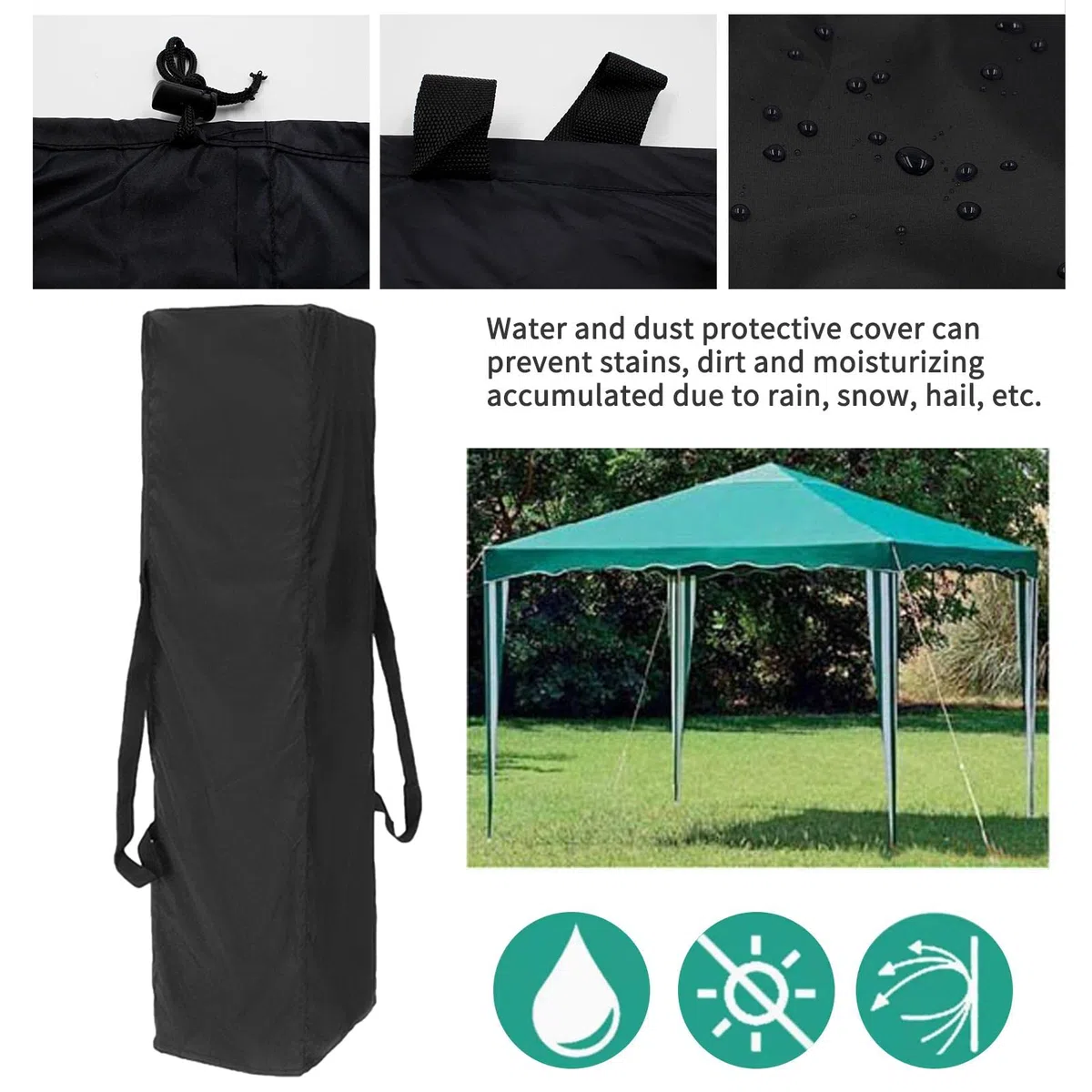 Sac de Rangement pour Tonnelle de Jardin Pliante, Portable Sac de Auvent Pliable, Imperméable Anti-UV Anti-poussière Sac de Transport pour Tonnelle Gazebo Tente Pavillon pour Voyage, Camping, Jardin