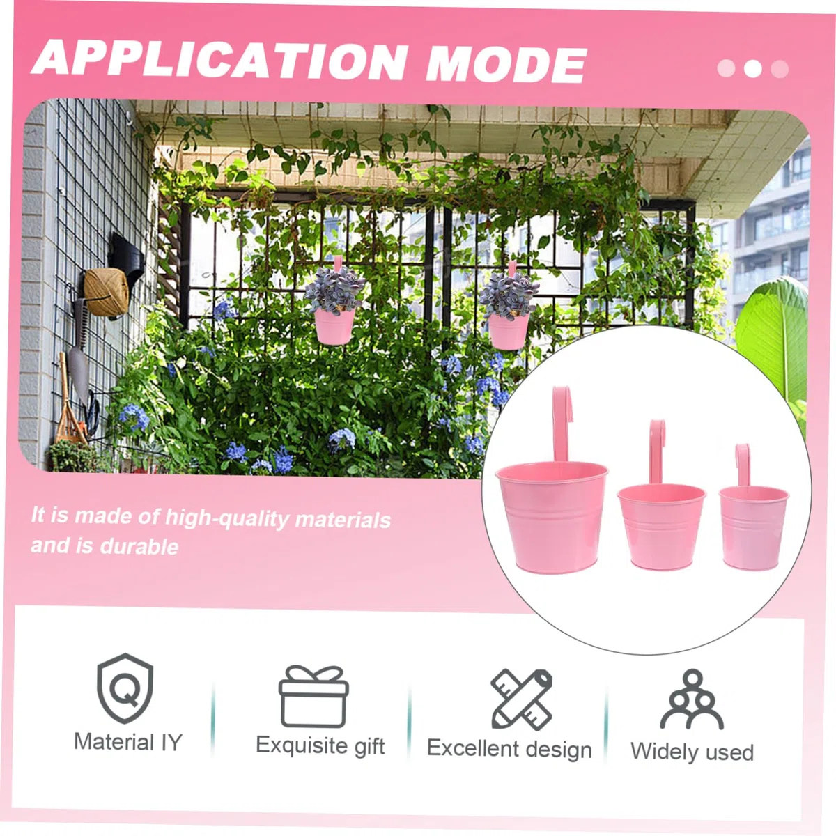 ibasenice 3 Pièces Pots de Fleurs Suspendus Jardinières à Accrocher pour Balcon Terrasse et Intérieur et Résistantes pour Plantes et Décoration