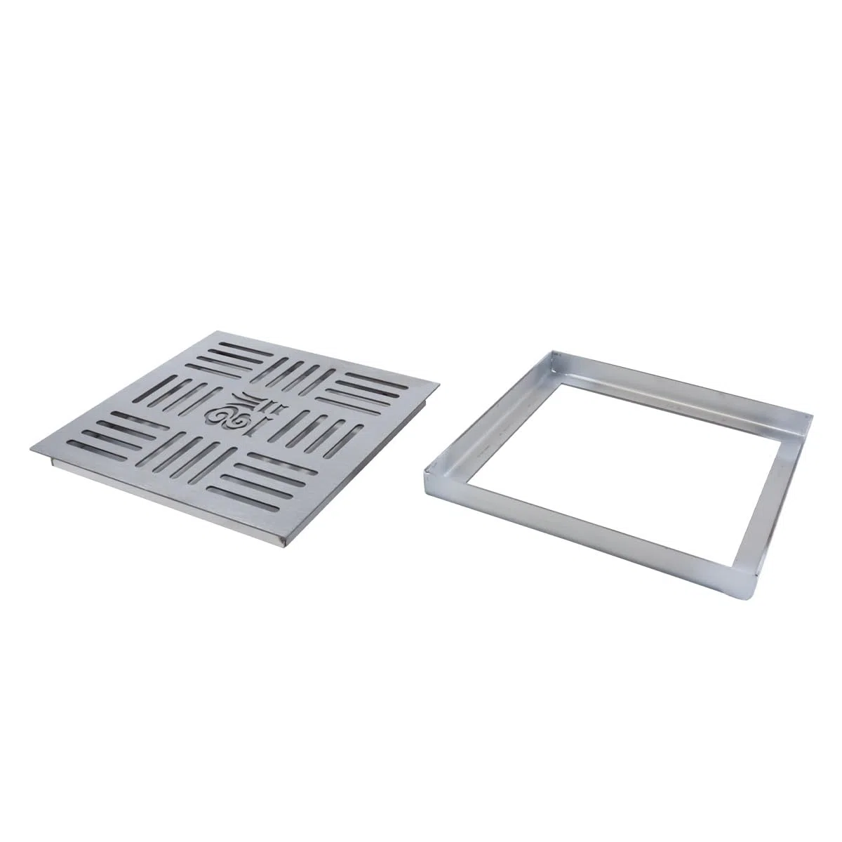 Grille de drainage en acier inoxydable, couvercle de caniveau de drainage extérieur, siphon de carré 200 x 200 x 20 x 2 mm avec cadre pour trottoir, cour, patio, commerce
