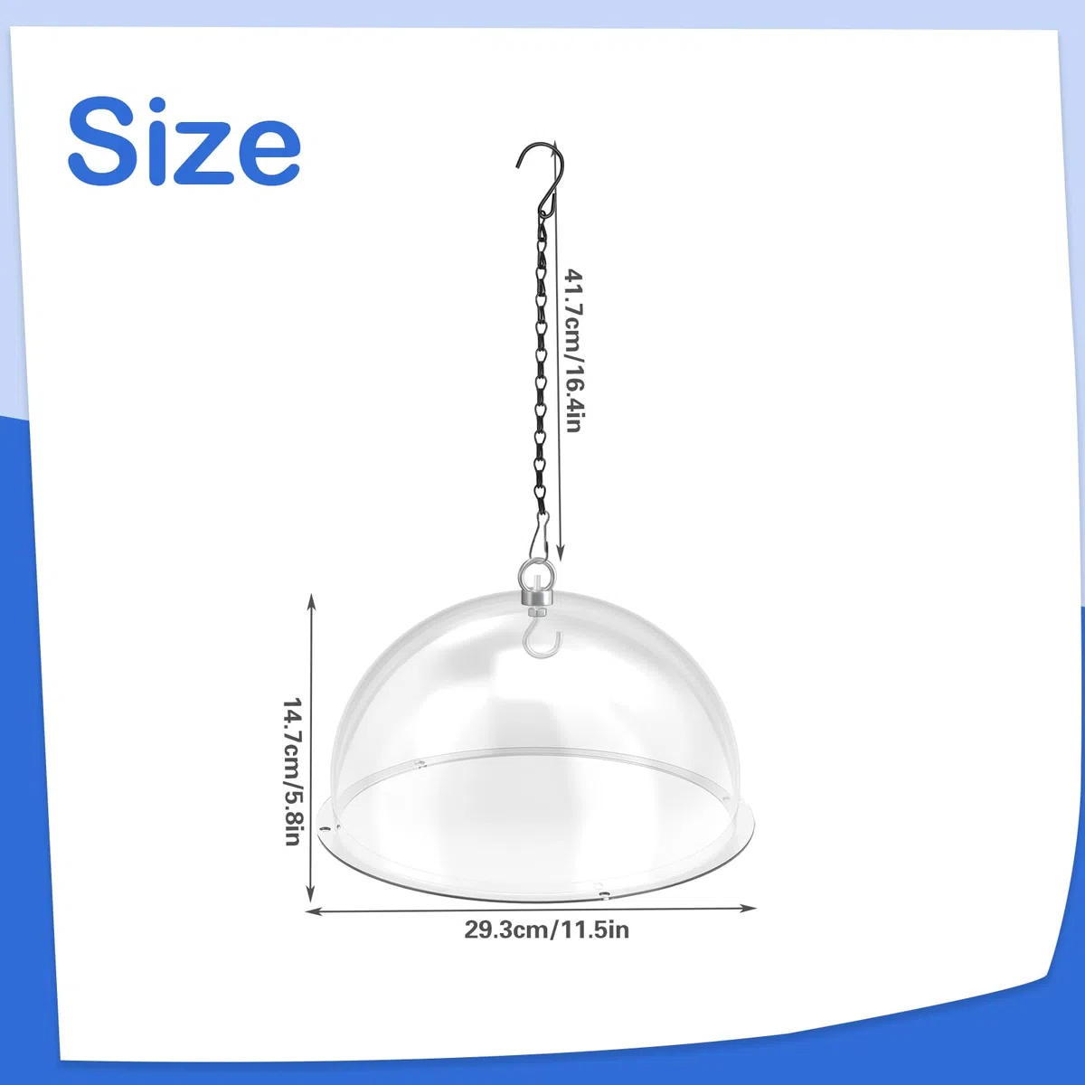 2 pièces Dôme de Protection pour Mangeoires à Oiseaux,Diamètre 30cm Couverture de Pluie Transparente Anti Écureuils Idéal,avec des Chaînes,pour Le Jardin et la Terrasse