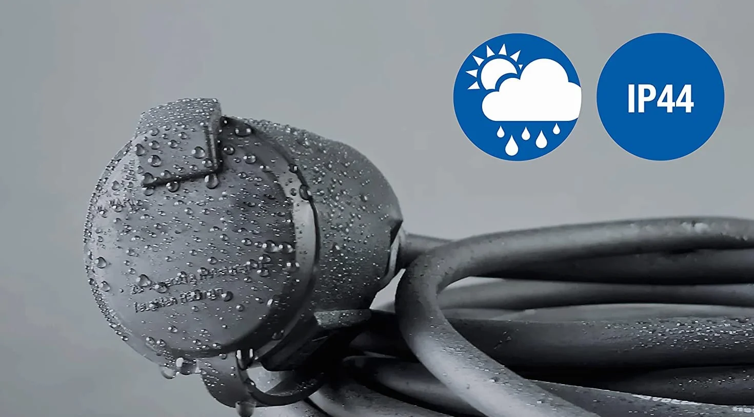 as - Schwabe Rallonge en caoutchouc Câble H05RR-F 3G1,5 Noir IP44 Convient pour l'extérieur, 60310