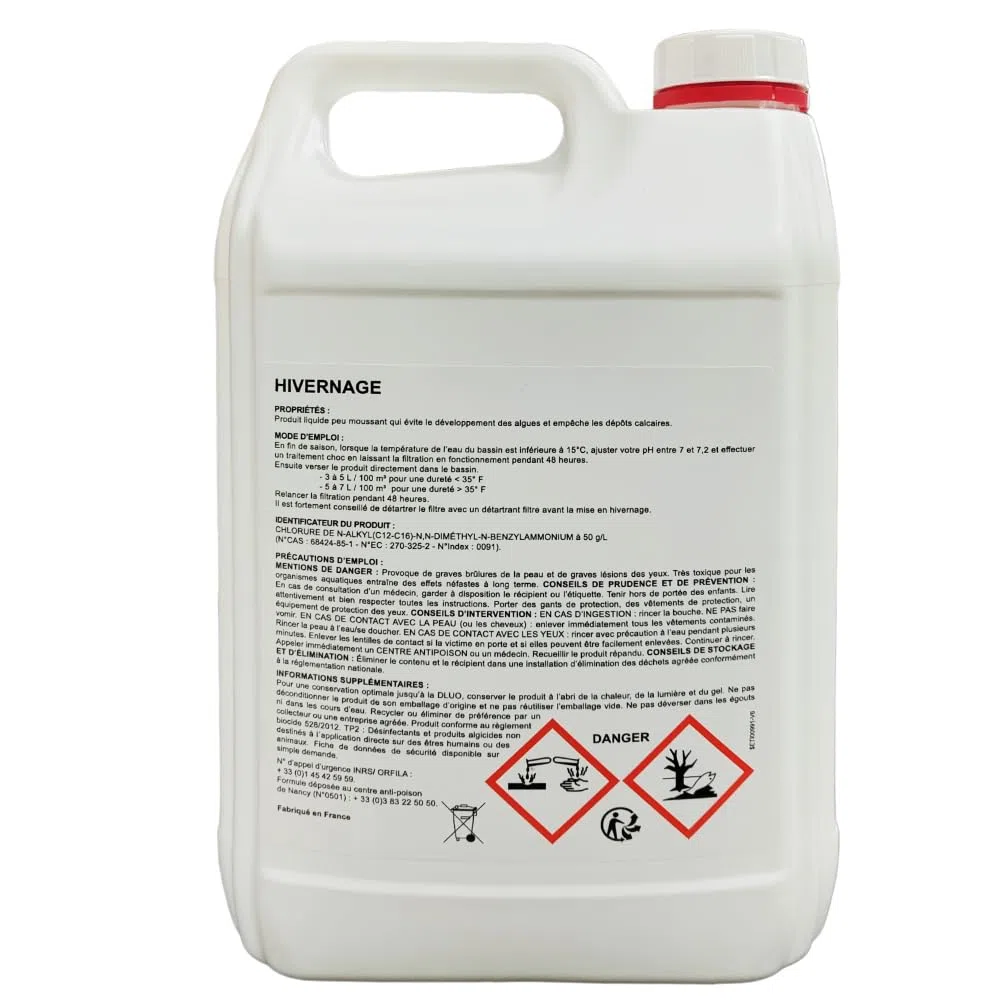 Produit d'hivernage Super - 5L - Effet détartrant, algicide et Anti-moisissures - Hivernage Actif et Passif - Non moussant