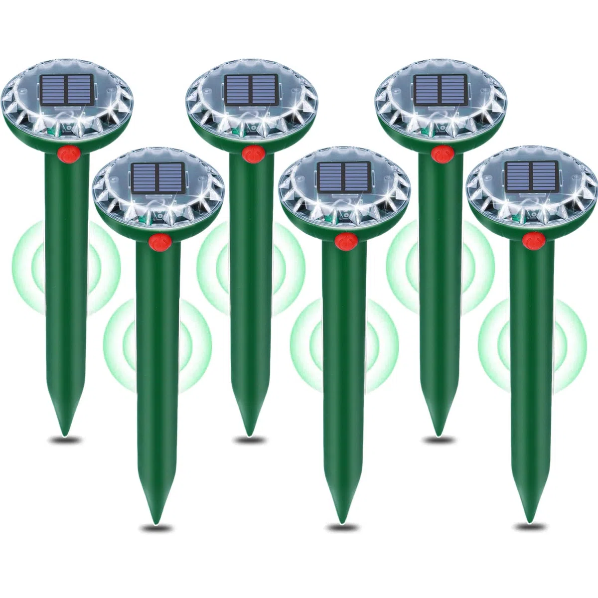 Anti Taupe Solaire Vibration et Ultrasons 6 Pièces,Repulsif Taupe Ultrason Solaire,Répulsif Serpent Ultrason avec IP65 Imperméable,Repousse Les Taupes et Autres Rongeurs pour Le Extérieur et Jardin