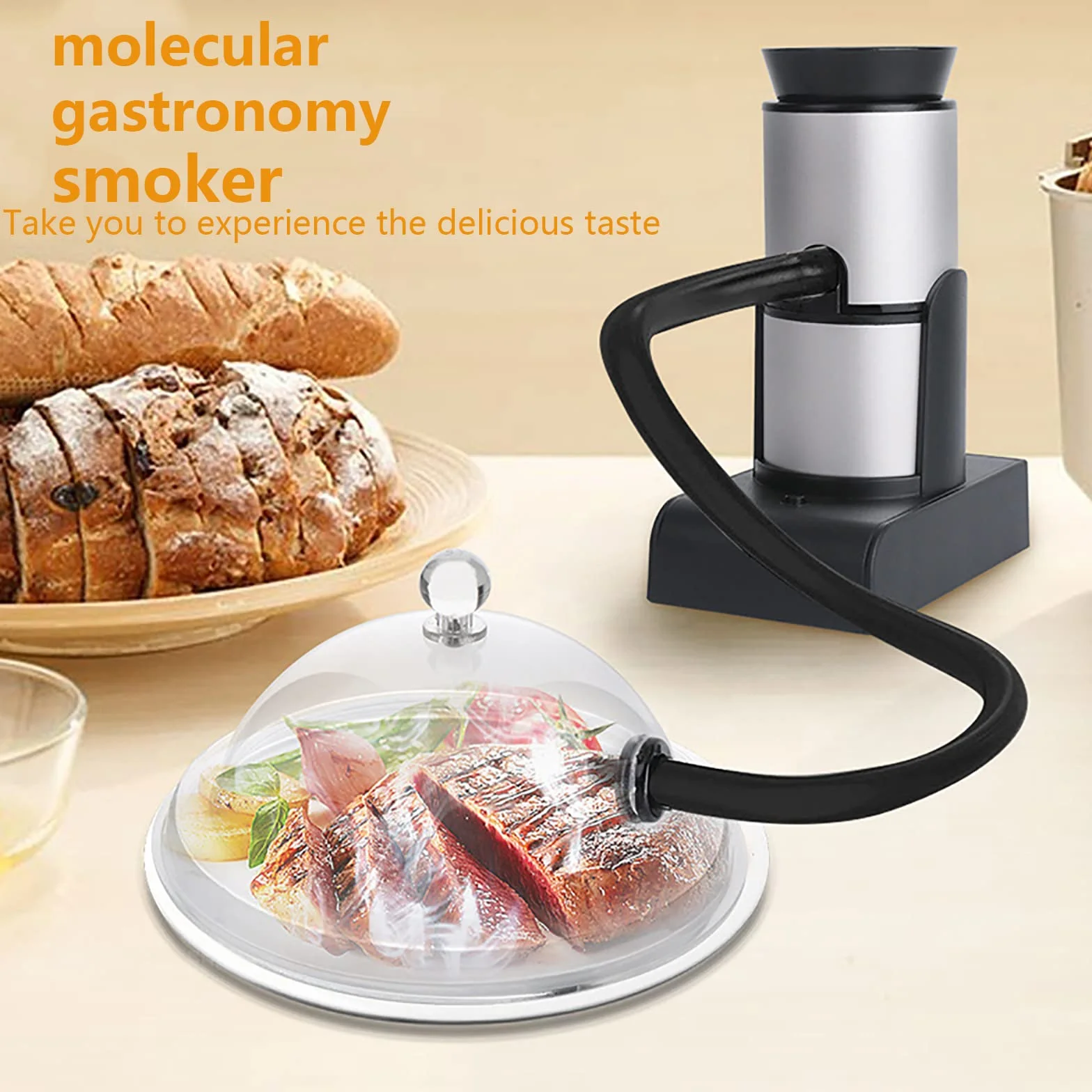 WANGCL Pistolet à Fumer Portable Bois Cocktail Fumeur Poche Nourriture Cuisine infuseur de fumée pour Viande Poisson légumes Soupe Sauces Desserts