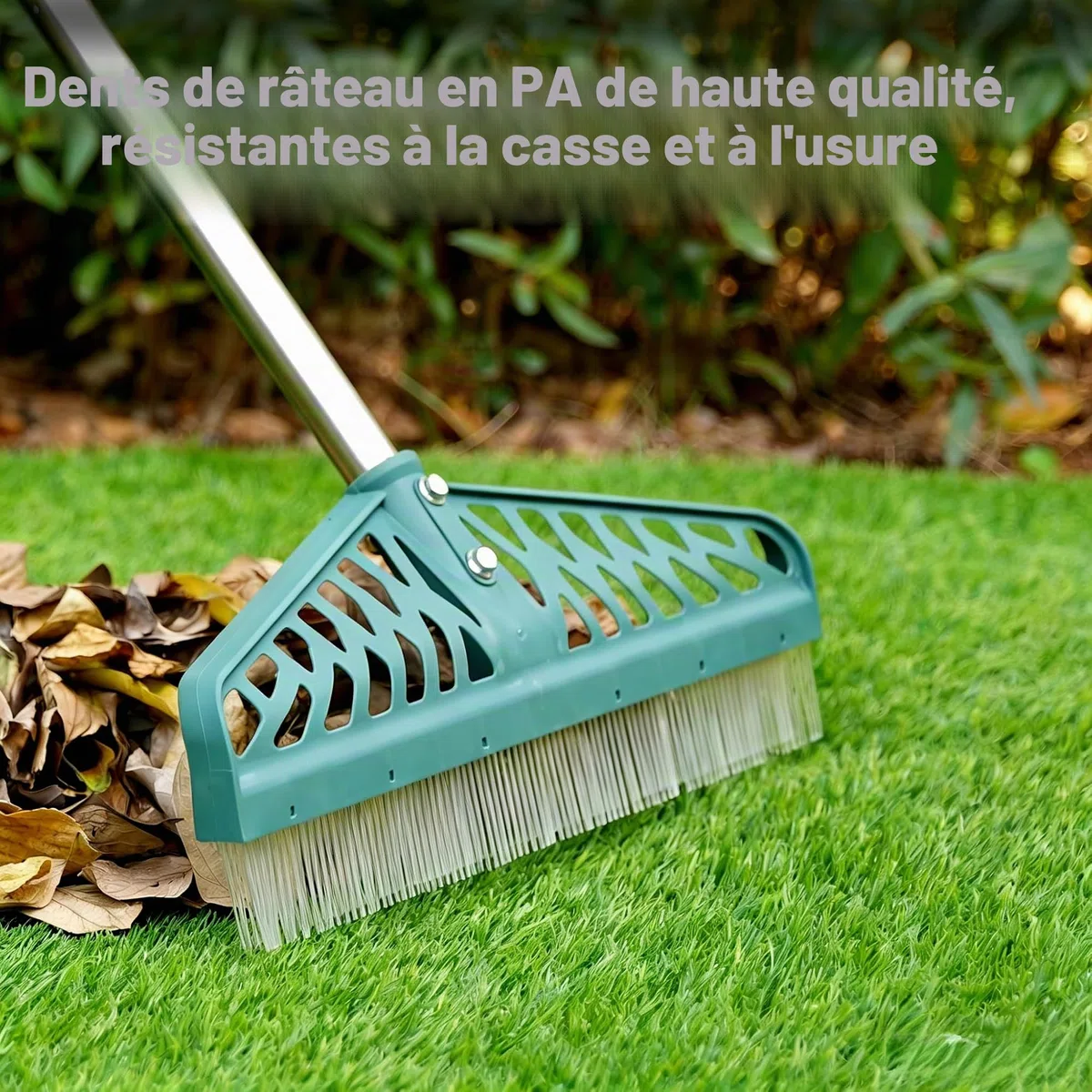 YEELOR Râteau à Gazon Artificiel avec poignée en Acier réglable de 81,3 à 155,3 cm, râteau à Gazon Artificiel Durable, Brosse à Gazon pour Nettoyer Les Poils d'animaux, Les Grandes Feuilles mortes et