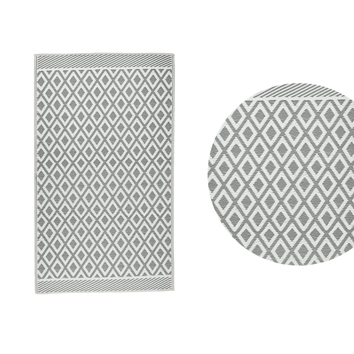 Cepewa Tapis d'extérieur 90 x 150 cm - En plastique gris et blanc - Tapis de sol pour l'extérieur (1 tapis gris/blanc)