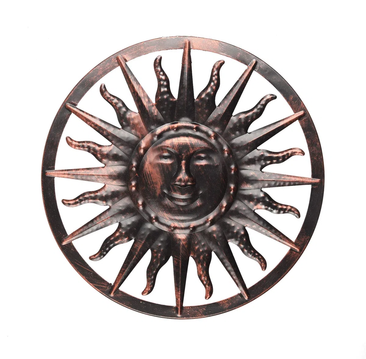 Spetebo Décoration murale solaire en métal avec soleil - env. Ø 40 cm - Décoration murale de jardin au look antique - Décoration de jardin éclairée