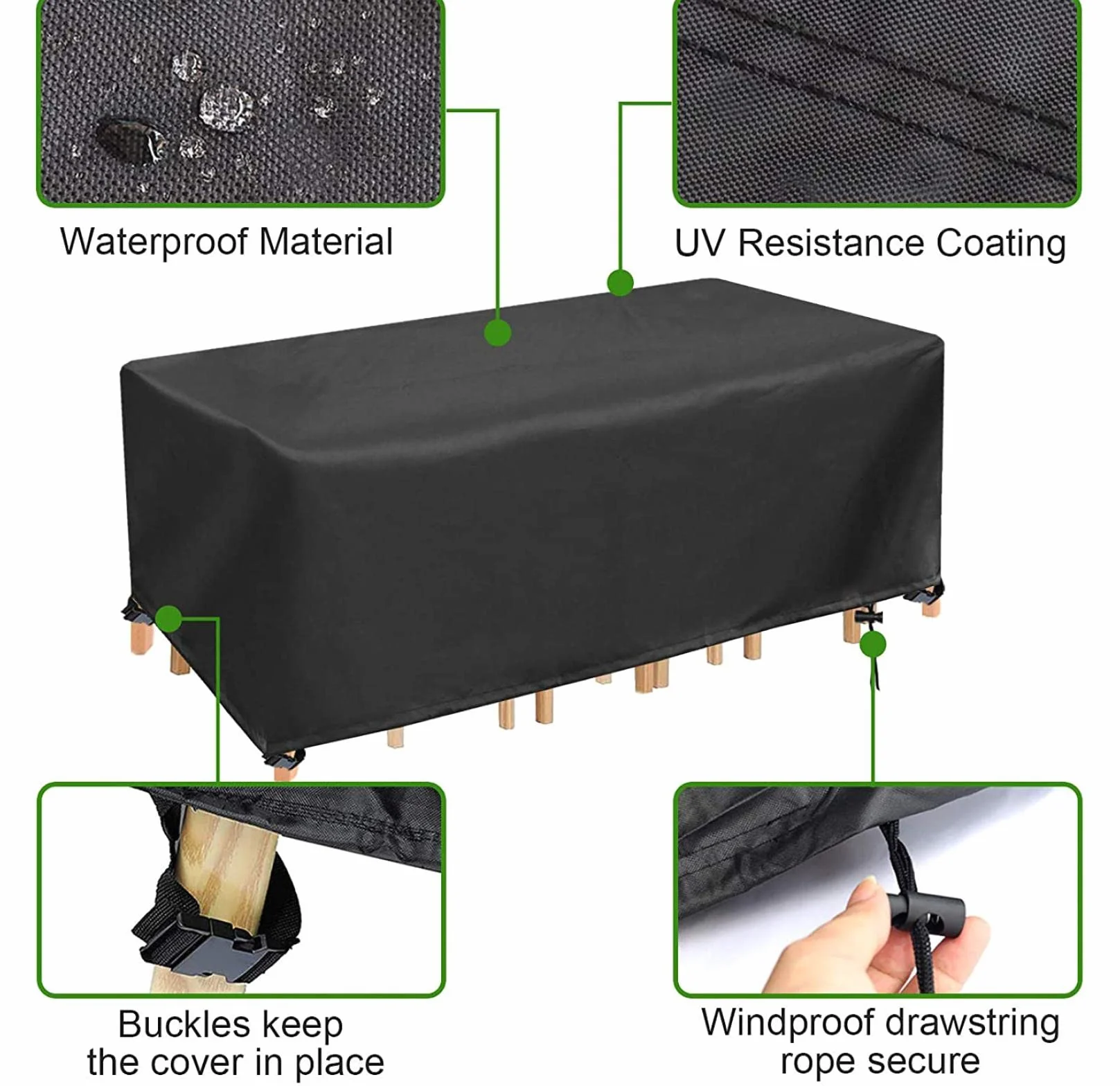 Housse Salon de Jardin Exterieur 180x90x80cm Épais,Durable Tissu Oxford 420D Couverture de Protection Housses de Meubes Exterieur Imperméable,Anti-UV,Résistance au Vent
