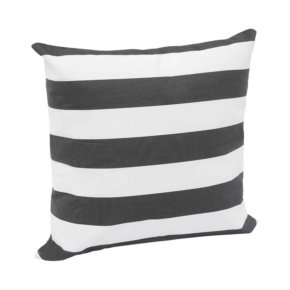 Coussin d’extérieur avec garnissage imperméable Sofakissen 45x45cm, motif rayé, fermeture éclair invisible pour jardin, balcon, canapé et plage (Noir, Blanc)