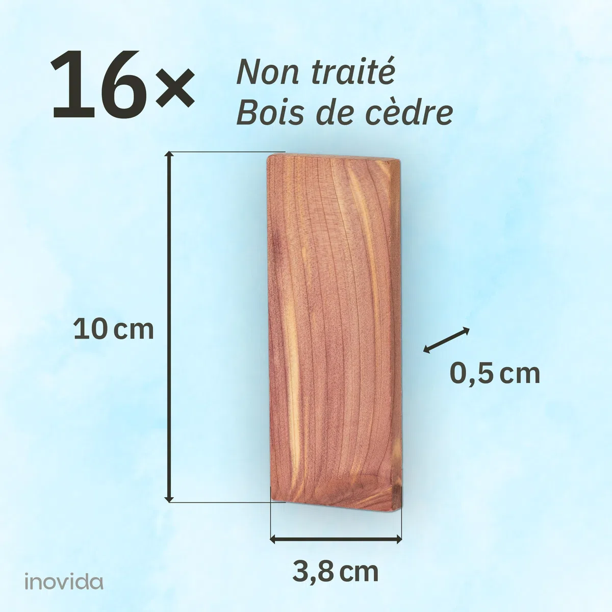 Protection Anti-Mites en Bois de Cèdre pour Armoire : 16 Blocs Parfumés en Bois de Cèdre Contre Les Mites Textiles – Désodorisant Naturel pour Penderie – Parfum Frais pour Vêtements – de Inovida