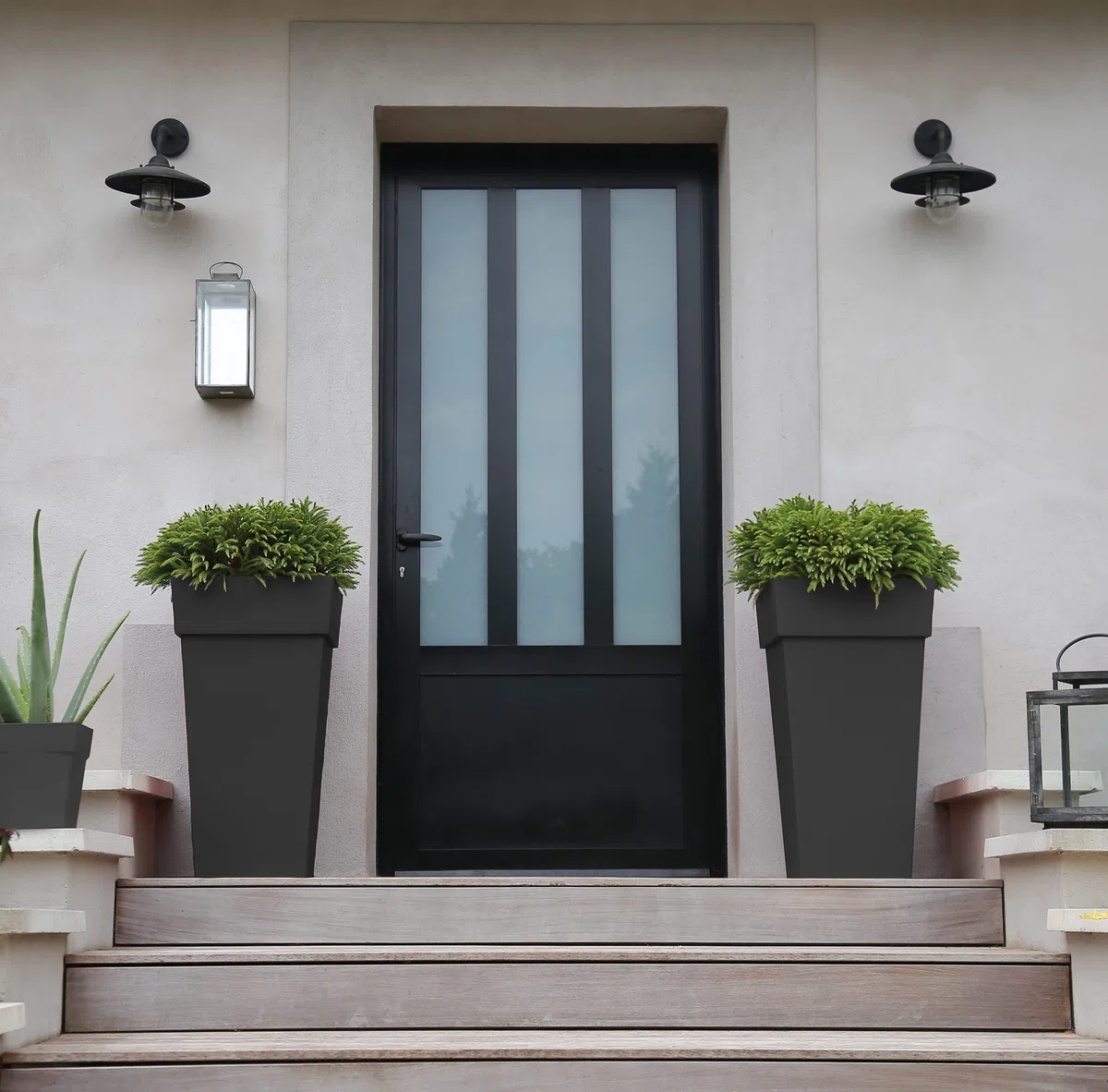 EDA - Pot de Fleur Carré Haut Toscane - Volume 62 L - 39 x 39 x H.65 cm, Gris Anthracite