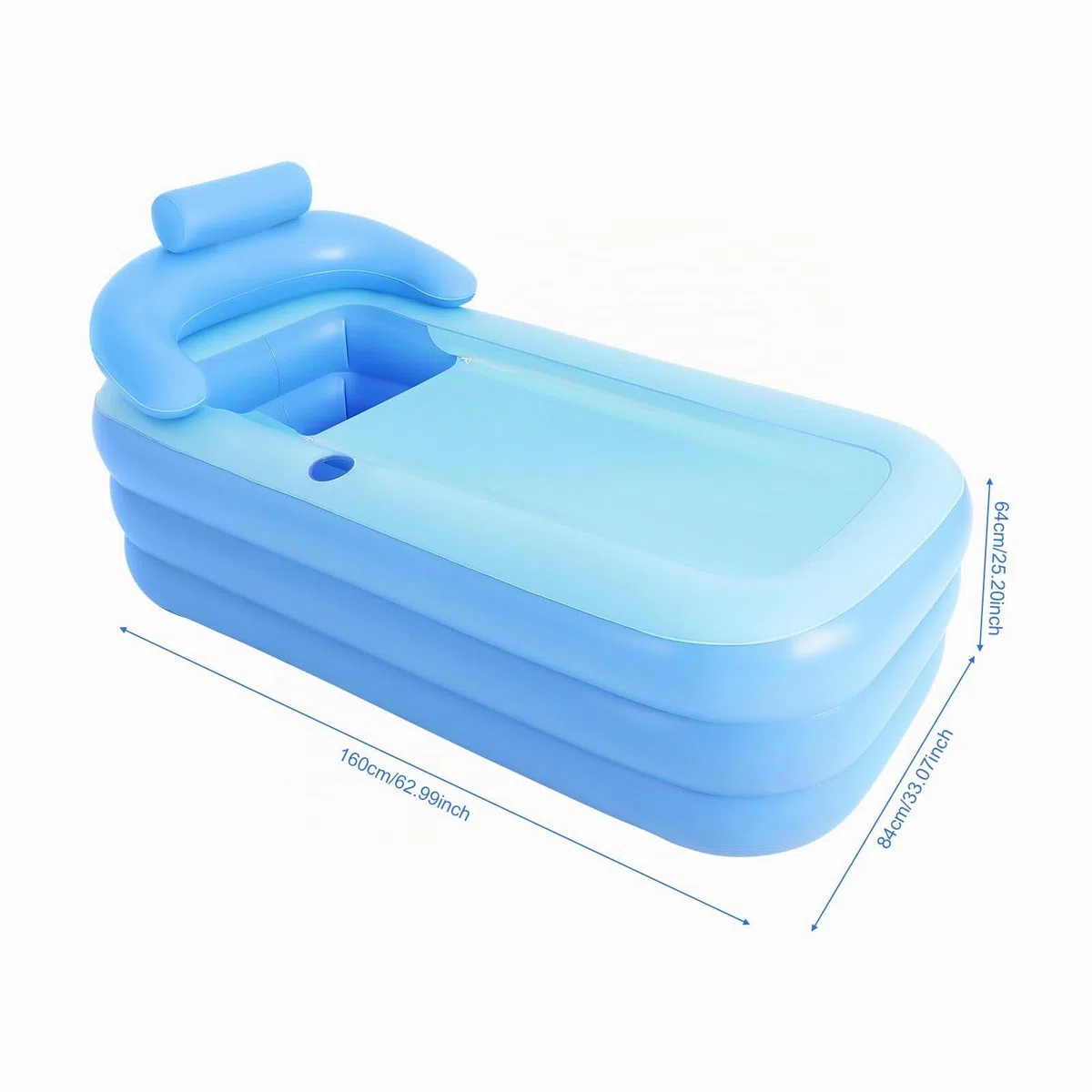Baignoire gonflable de 160 cm, baignoire gonflable pliable et portable pour adultes, baignoire spa portable, baignoire, baignoire spa, baignoire d’eau chaude, adaptée pour l’intérieur et l’extérieur