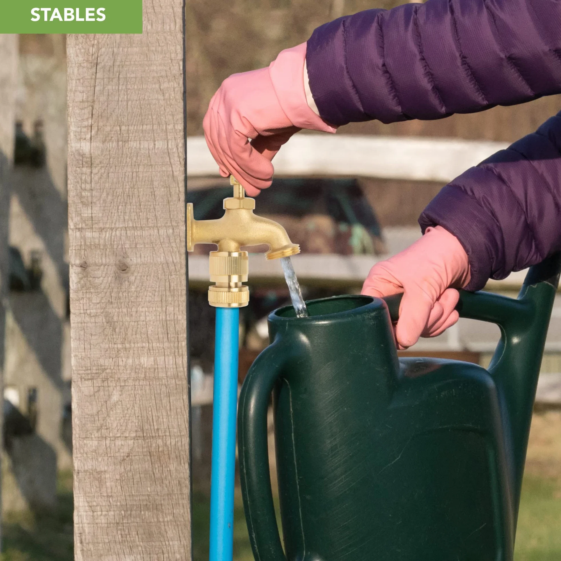 BLOSTM Robinet de tuyau en laiton massif – Kit de robinet extérieur avec robinet à bavette, connecteur rapide de 1,2 cm, vis et chevilles – Robinet n'importe où pour un accès pratique à l'eau