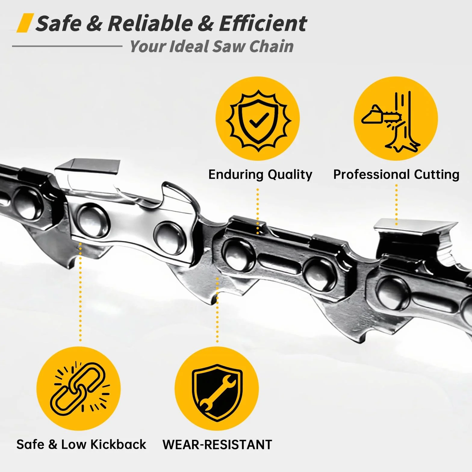 4 chaînes pour tronçonneuse de 30 cm, 3/8 "LP 1,1 mm, 45 TG, chaîne pour tronçonneuse, avec gants de protection et étui, compatible avec Ryobi OCS1830, Bosch AKE30 Li AKE30 S Usw