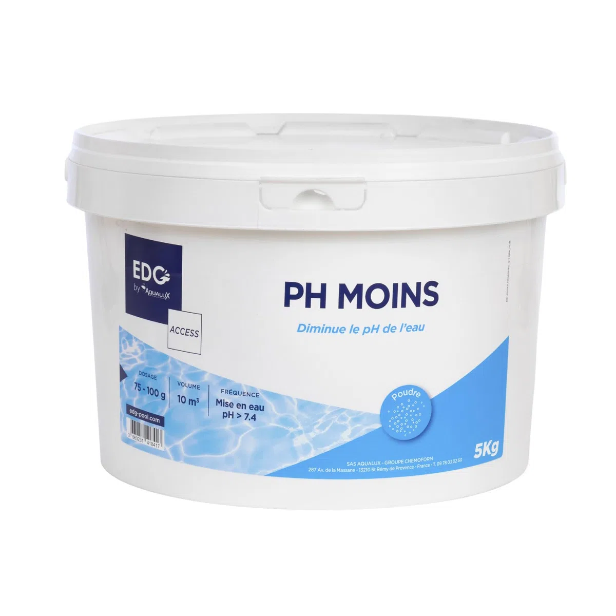 PH Moins Piscine - Correcteur pH Moins- Améliore Le Confort de Baignade et la Qualité de l'eau - Haute Concentration - Poudre - Seau 5kg - Gamme Access