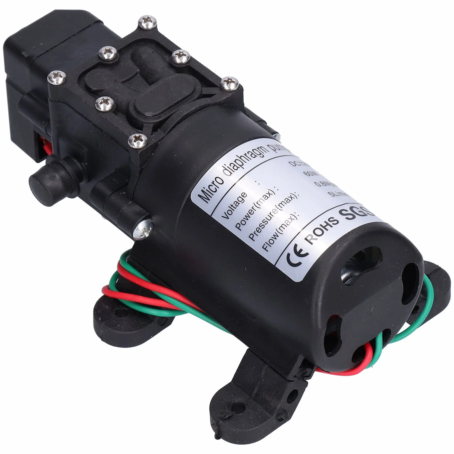 Pompe à Diaphragme 12 V, 60 W 5 L/min 0,8 MPa Pompe de Pulvérisateur Auto-amorçante à Grand Débit avec Arrêt et Démarrage Automatiques, Pompe de Surpression D'eau pour Irrigation de Jardin, Piscines