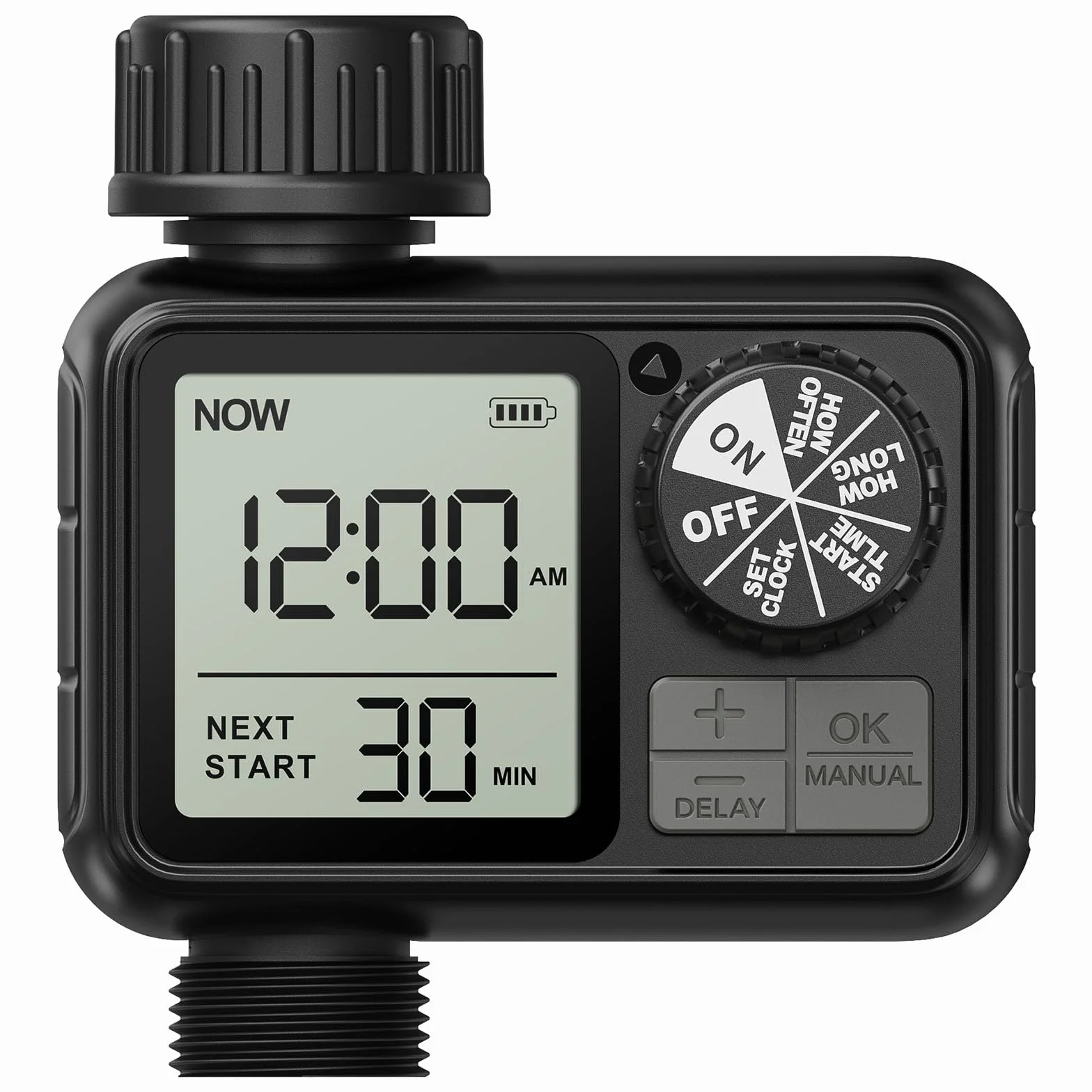 Ordinateur d'irrigation, minuteur d'arrosage avec Retard de Pluie/Mode Automatique et Manuel, IPX5 étanche/Grand écran LCD, minuterie d'eau pour Jardin, pelouse (1 Sorties)