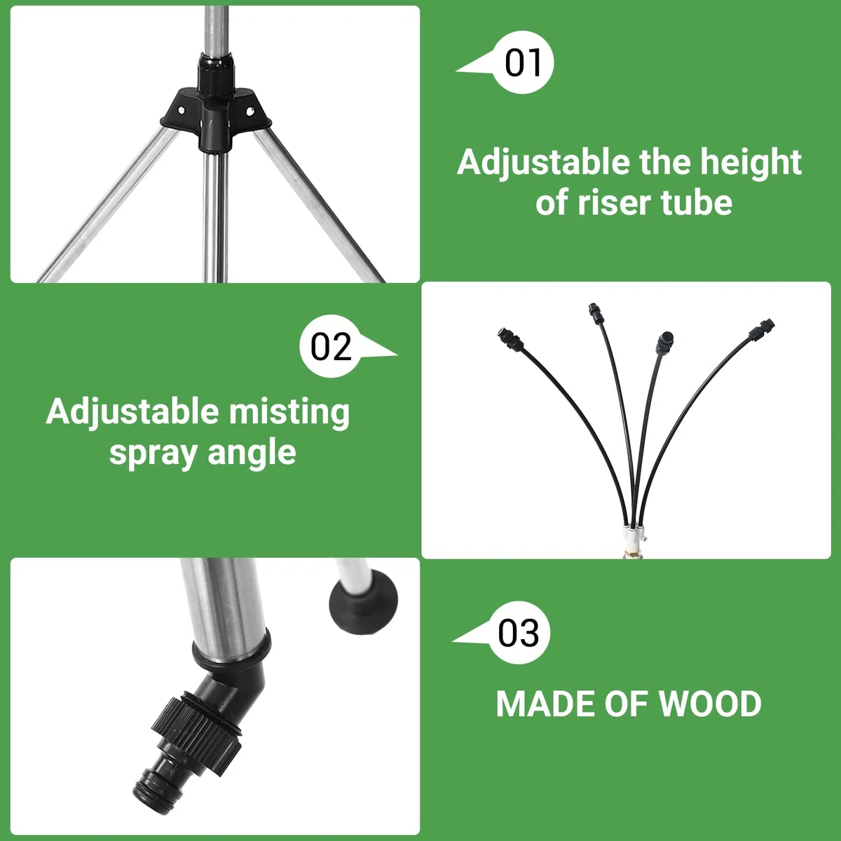 Brumisateurs Debout pour Patio Extérieur, Système de Brumisation sur Pied Réglable en Hauteur de 4,1 Pieds pour le Refroidissement Extérieur, Support Portable
