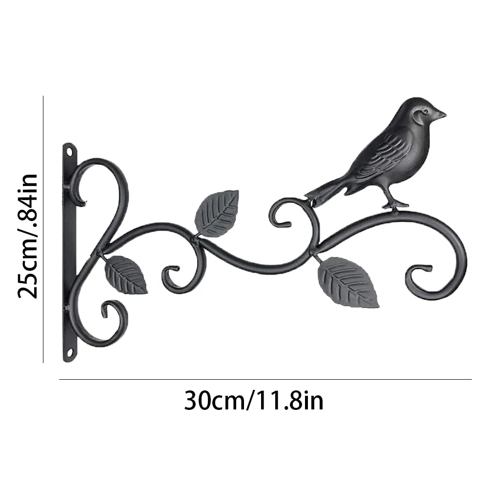 Lot de 2 crochets muraux noirs pour plantes, mangeoires, jardinières et lanternes