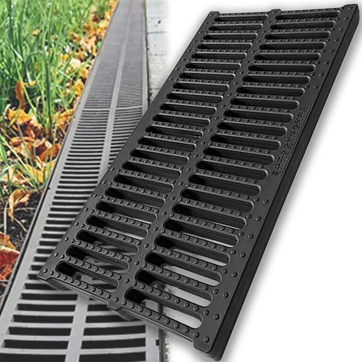 Grille De Drainage Caniveau Grilles de drainage pour jardin extérieur, grille rectangulaire en plastique de 19,6 pouces, adaptées aux trottoirs, aux pelouses de garage et aux terrasses.(50x30x2cm/19.6
