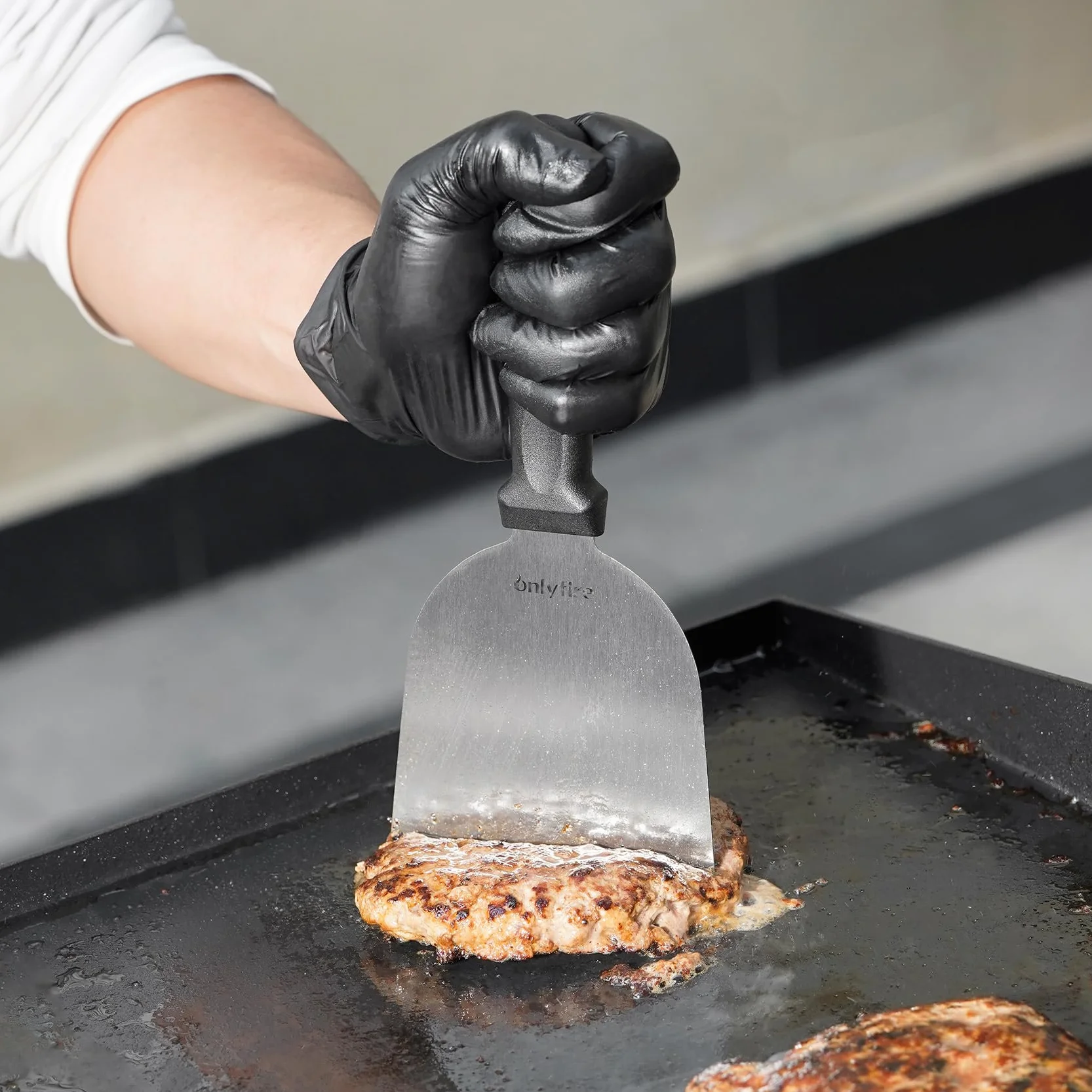 Onlyfire Ensemble de Spatules Acier Inoxydable, Kit Plancha Set Barbecue pour Teppanyaki, Plaque de Barbecue, Gril à Gaz, Accessoire Spatule BBQ Plancha, 3 Pièces