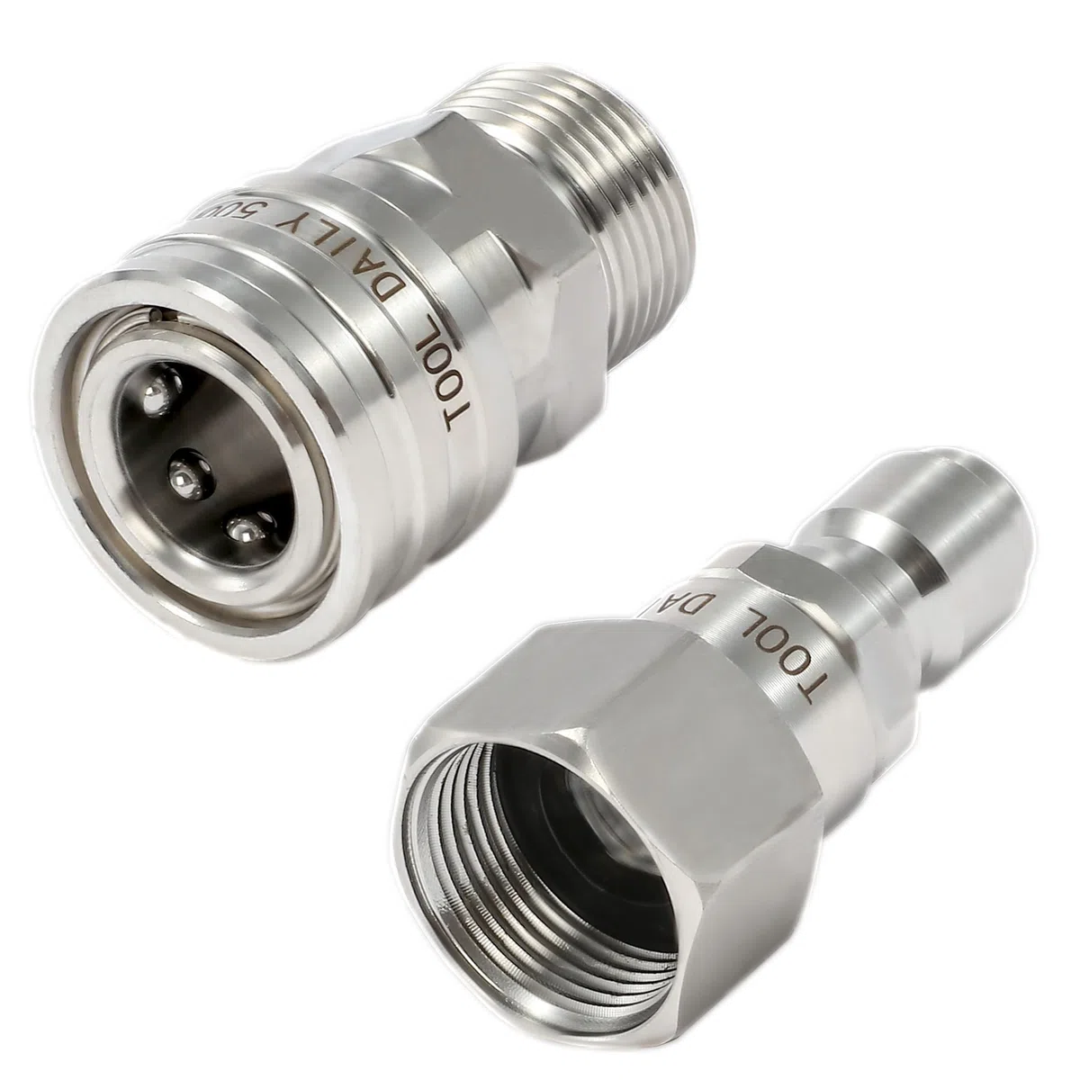 Tool Daily Jeu d'Adaptateurs pour Nettoyeur Haute Pression avec Pivotant, M22 14 mm vers Raccord Rapide 3/8", Acier Inoxydable à Déconnexion Rapide pour Tuyau, 350 Bar (5000 PSI)