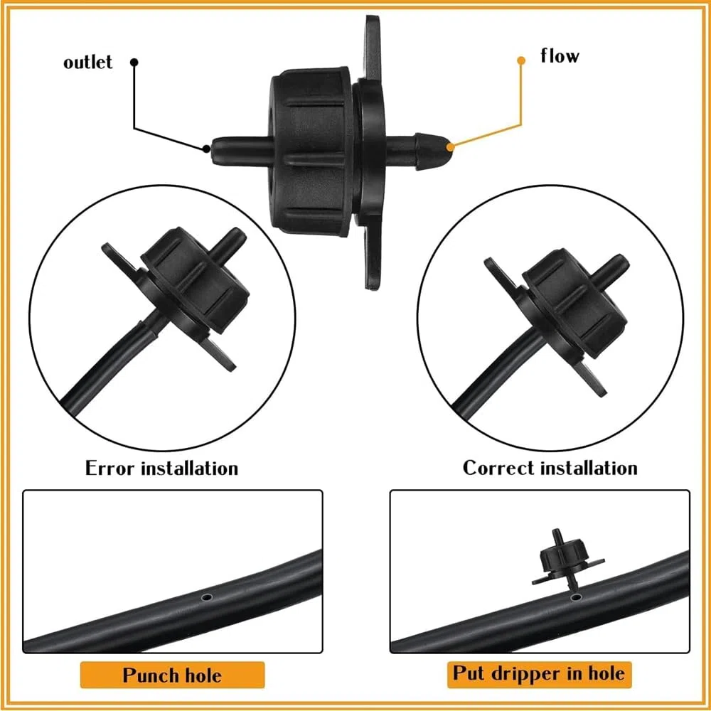 Suinga Lot de 100 Goutteurs autorégulants 4 l/h, Goutteurs d'irrigation en ligne système micro, Goutteur pour arrosage agriole et jardinage