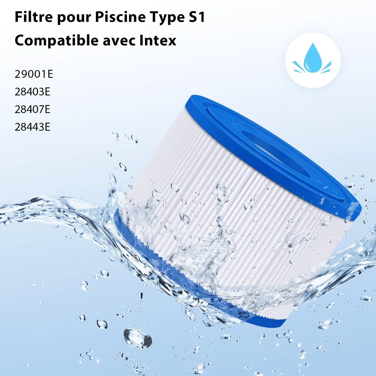 KGC Lot de12 S1 Filtre pour Spa, 10.6cm x 4.5cm x 7cm,S1 Filtre Cartouche Piscine Filtrantes,Cartouche S1 Filtrante-Compatible avec Intex 29001E Spa,Cartouche Filtre Spa pour Intex S1 Reutilisable