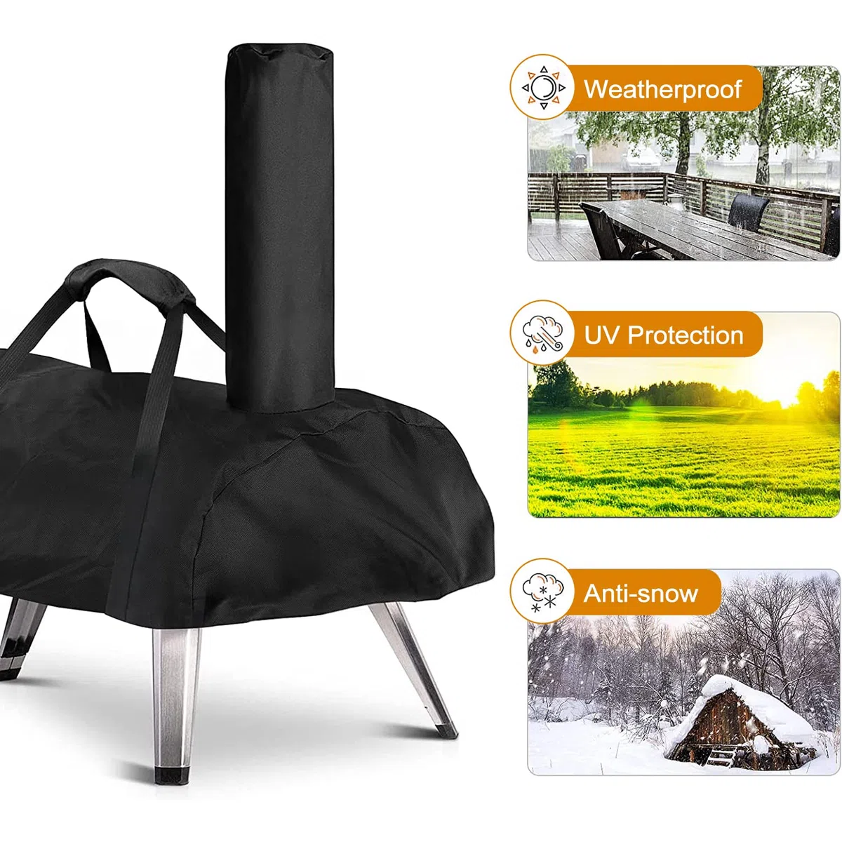Housse de four à pizza pour gros corne, housse de transport étanche pour four à pizza avec cheminée en plein air Accessoires pour four à pizza