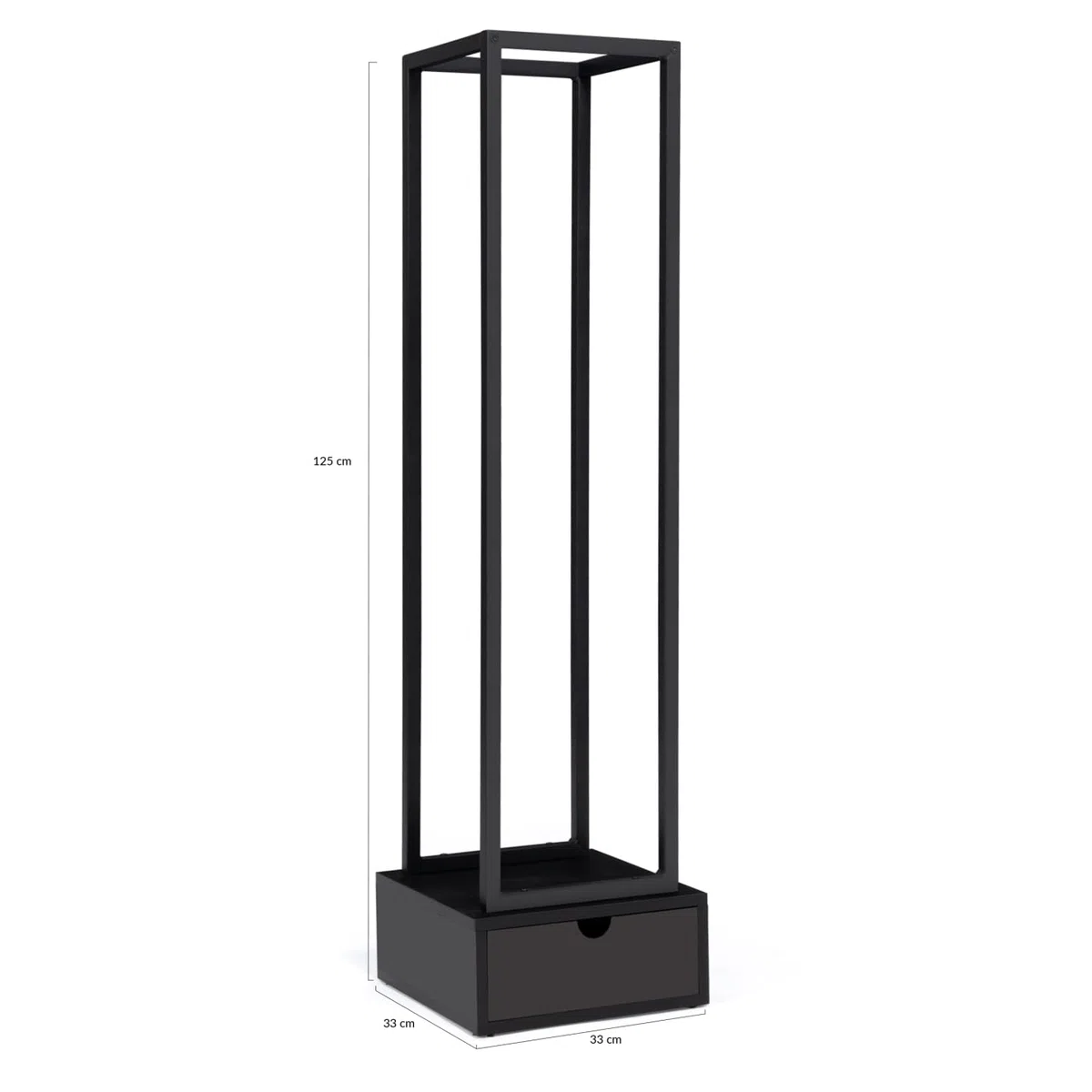 IDMarket - Range bûches Vertical Acier Noir H. 125 CM avec tiroir pour cheminée