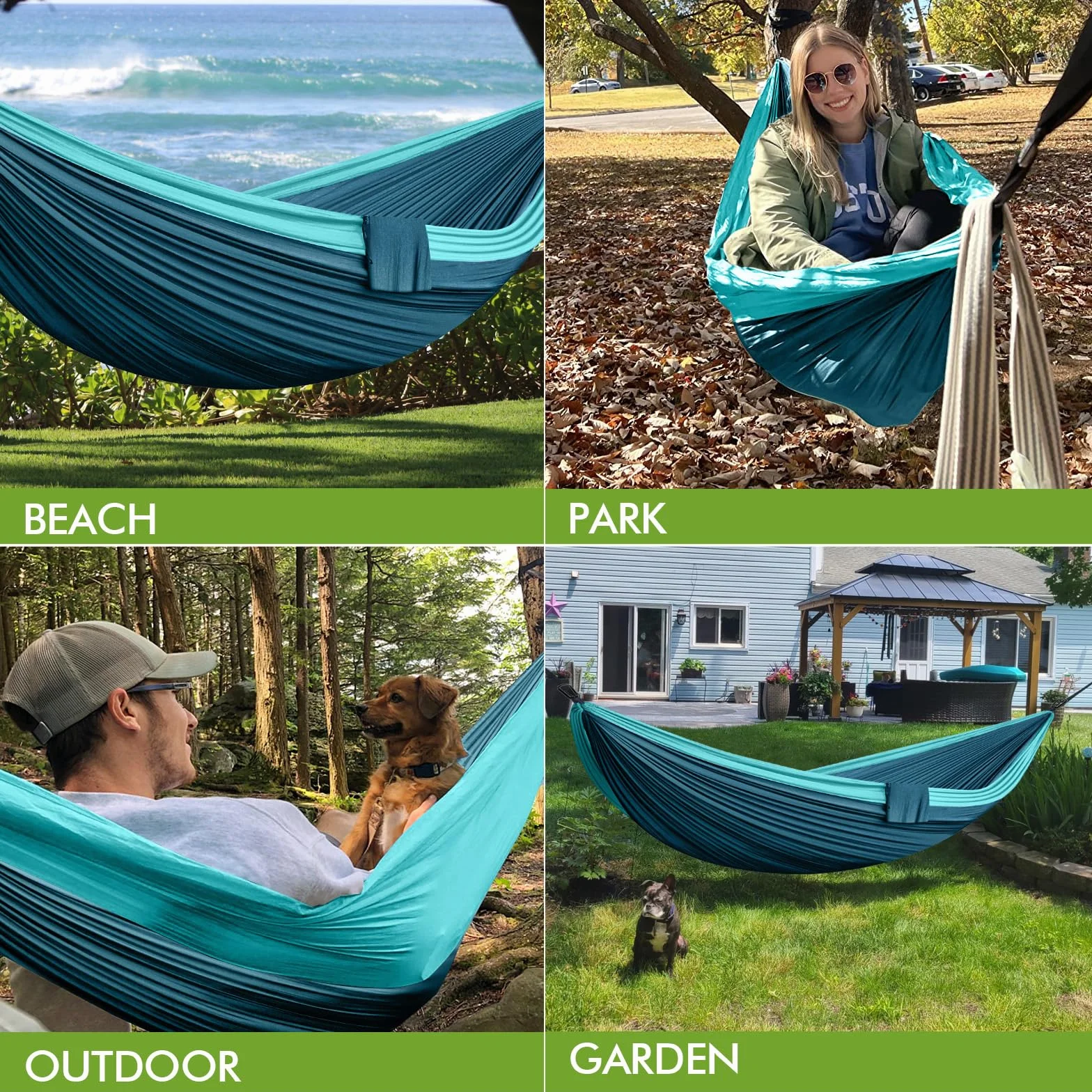 Hamac Camping Outdoor Hamacs 2 Personnes 300 x 200 cm Ultraléger Portable Voyage Hamac jusqu'à 300 kg de Charge Jardin Plage Double hamac Parachute Nylon Respirant Hammock