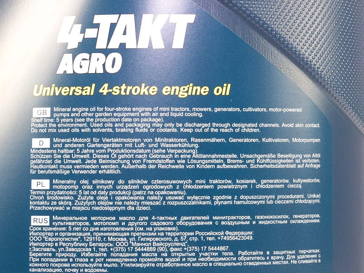 Motoröl Motor Öl für 4-Takt Traktoren Rasenmäher Agro SAE 30 MANNOL API SG 2 X 4 Liter