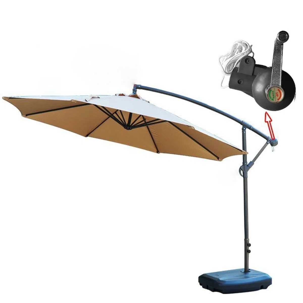 Manivelle De Parapluie-poignée En Acier Antirouille, Accessoire De Parasol De Terrasse Noir, Enrouleur De Manivelle De Remplacement, Outil De Réparation De Parapluies D'extérieur | Mécanisme De Levage