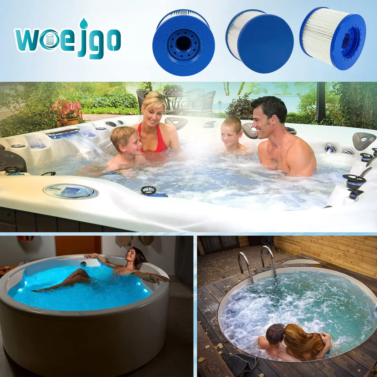 Cartouches Filtre Spa a Visser,Filtre à Vis pour Spa Gonflable Pas De Vis 60mm,Cartouche Filtre pour Spa, Compatible pour Cosy Spa, Clever Spa, Rechange Filtre pour Spa. (Bleu-4)