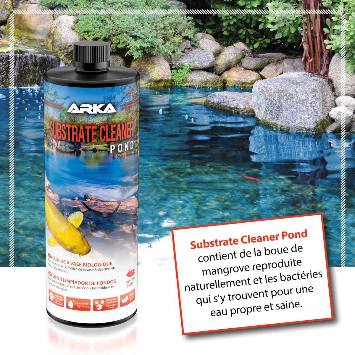 ARKA Pond Substrate Cleaner - 946 ML - Formule bactérienne pour l'élimination Efficace du mulm et de la saleté dans Les bassins, favorise Un écosystème sain.