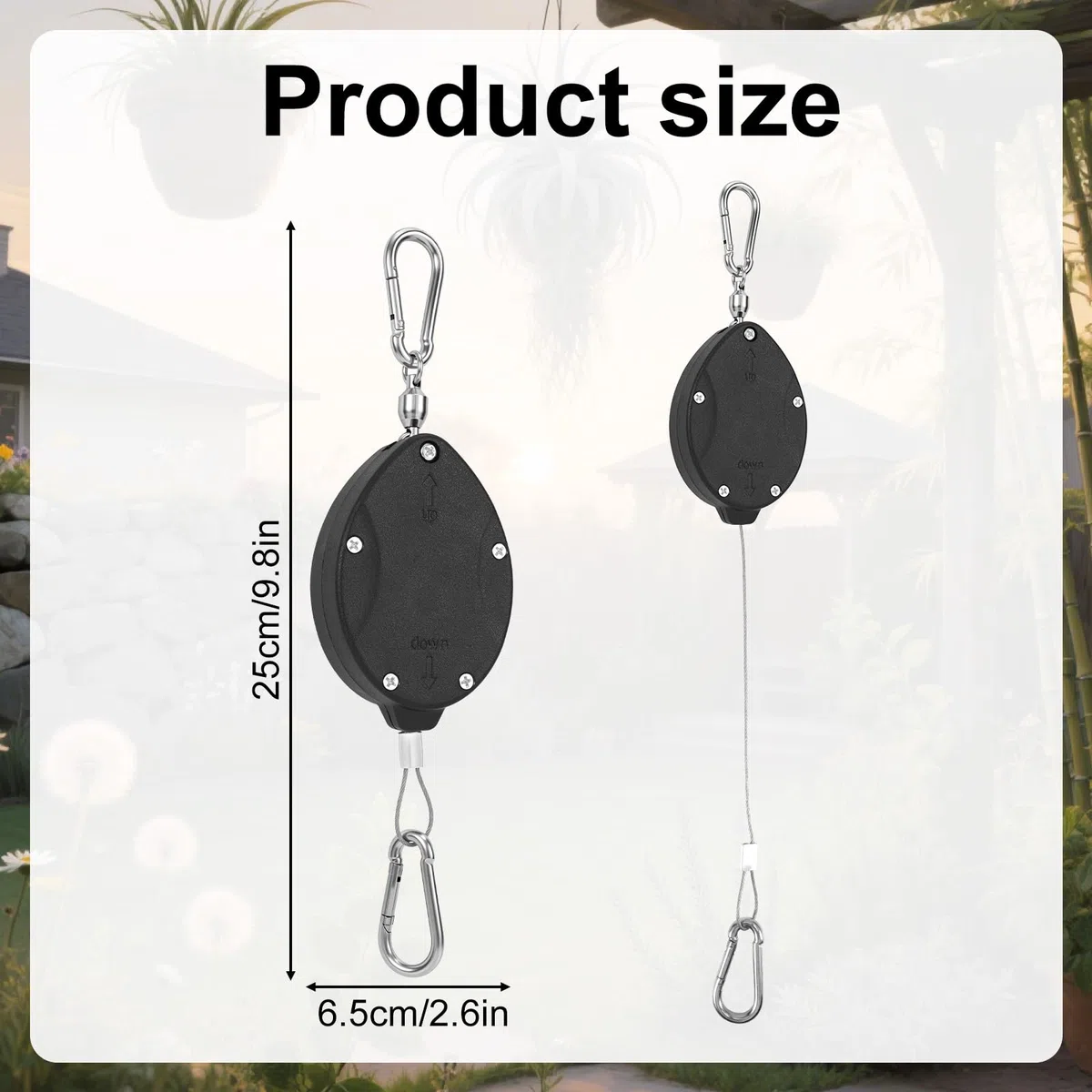 Tinoaly Lot de 2 Cintres Rétractables Robustes avec Poulies Réglables, en Acier Inoxydable avec Mousquetons pour Plantes Suspendues Mangeoires et Pots d'oiseaux d'Intérieur et d'Extérieur