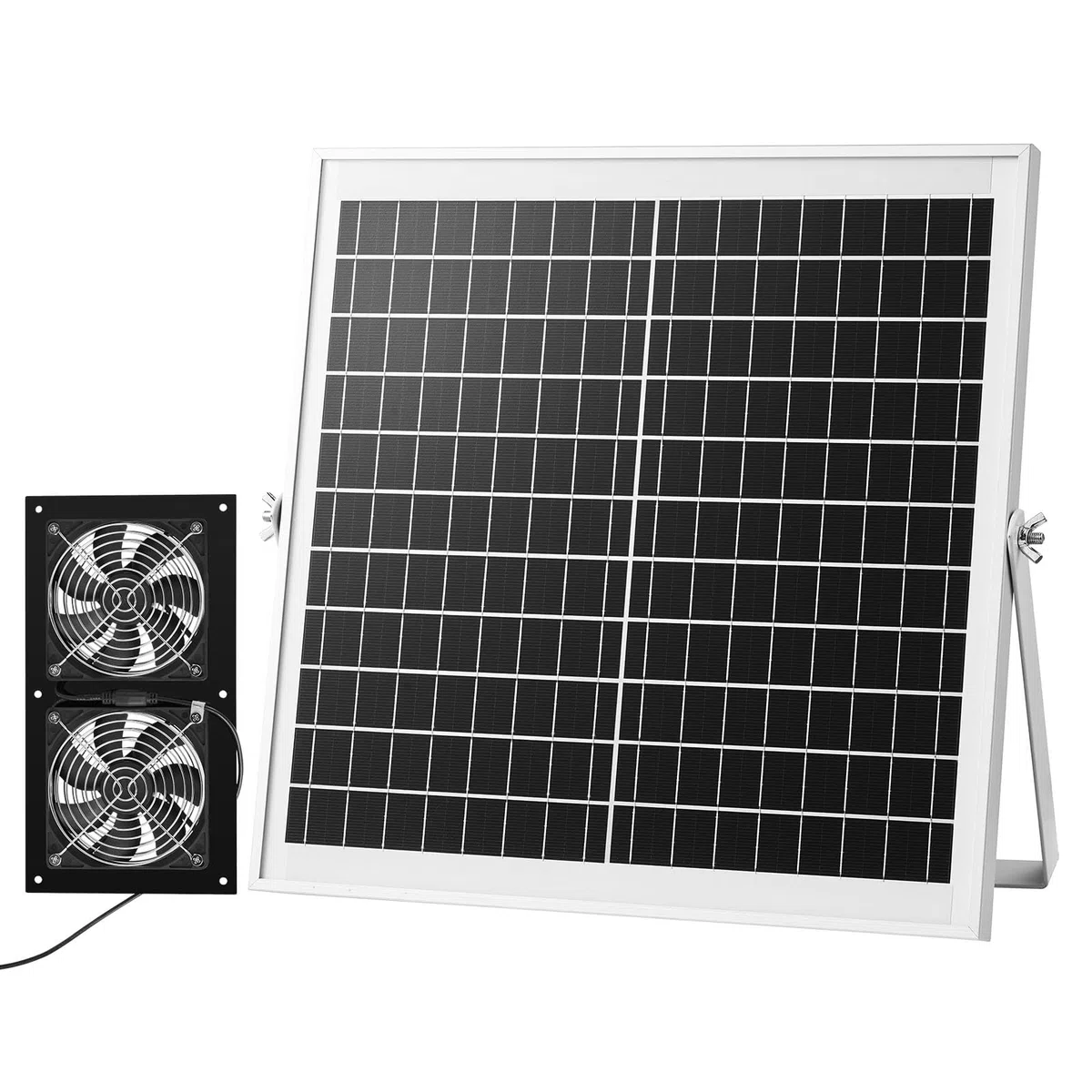 VEVOR Ventilateur Solaire avec Panneau Solaire 15 W et 2 Ventilateurs, Extracteur d'Air, Angle Réglable, 2668 tr/min, pour Serre, Tente de Culture, Abri et Poulailler, Boîtier Alliage Alu Étanche IP65
